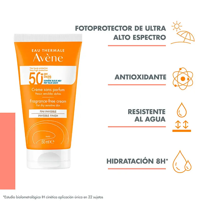Avène aurinkovoide SPF 50+, hajusteeton, 50 ml