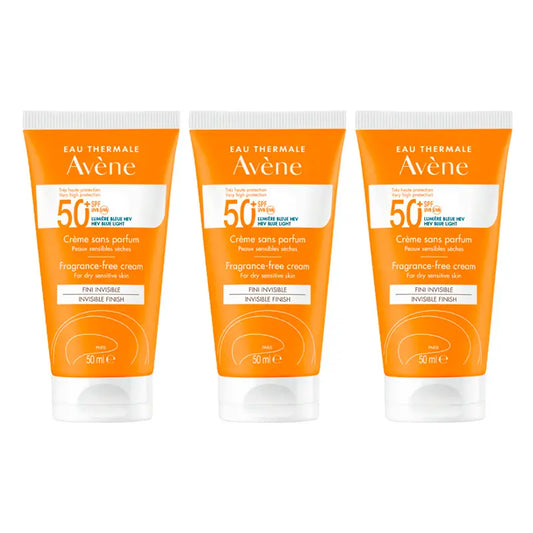 Avène Sun Cream Spf 50+ Unscented, 3 x 50 ml