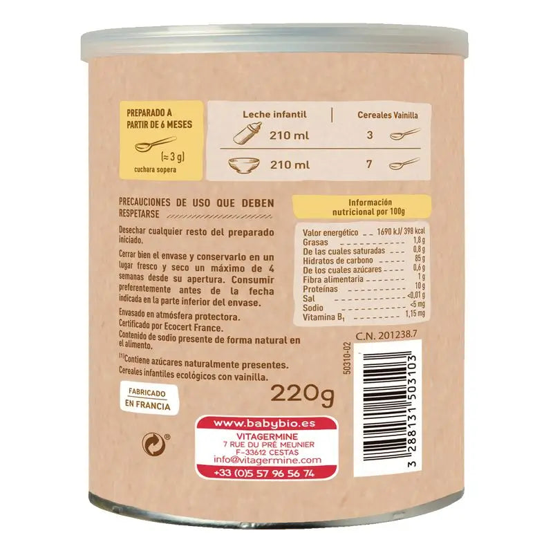Babybio Vanilja- ja quinoa-viljaseos – 220 g