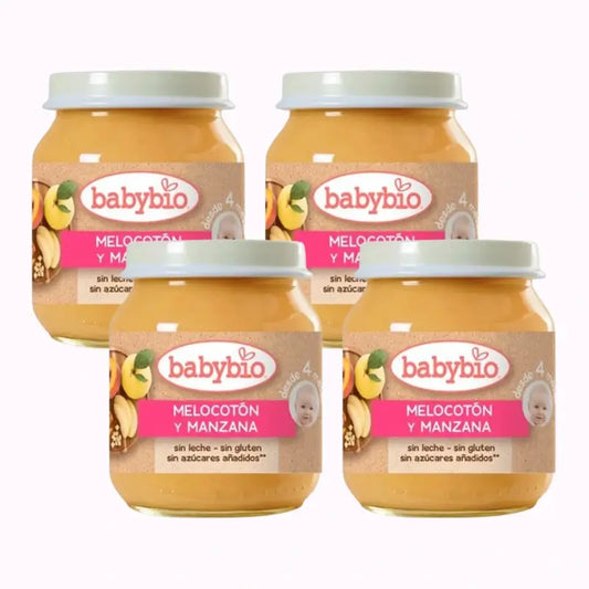 Babybio Peach-Apple, Pack 4 x 130 g