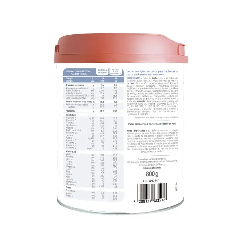 Babybio Caprea 1 Vuohenmaito 0–6 kuukautta, 12 x 800 g:n pakkaus