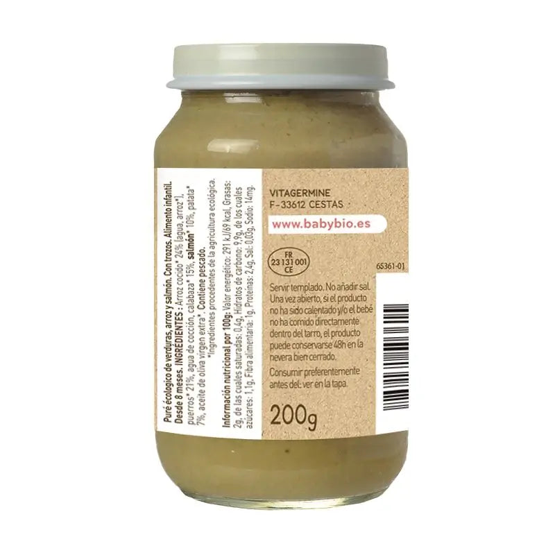Babybio: Purjo-risottoa ja lohta, 200 g