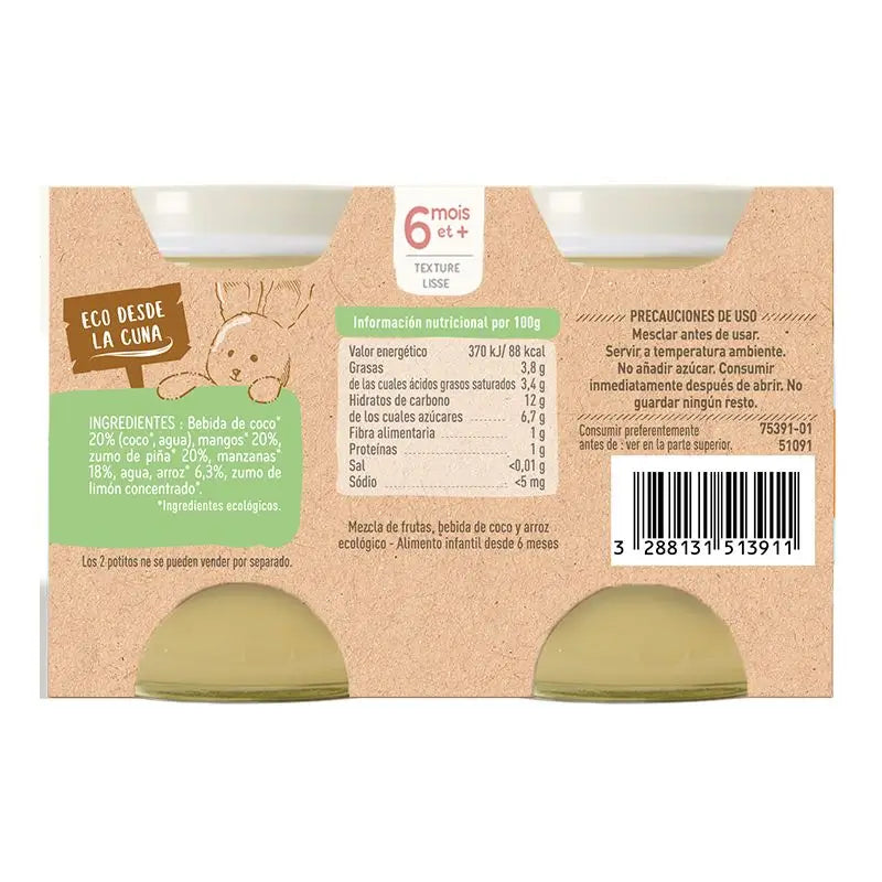 Babybio-jogurtti: kookos, mango, ananas ja omena – 2 x 130 g