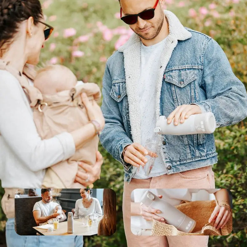 Babymoov: Kannettava, akkukäyttöinen tuttipullojen lämmitin Moov & Feed, Mineral Beige