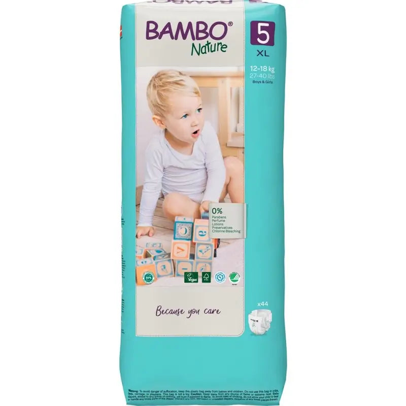 Bambo Nature -vaipat, koko 5 (12–18 kg), 44 kpl