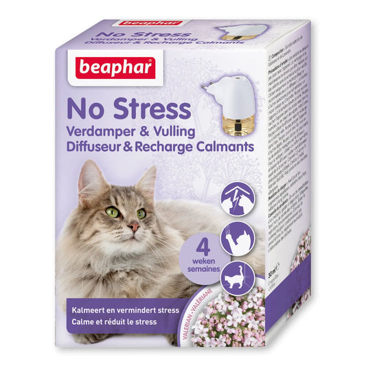 Beaphar No Stress -kissapaketti: tuoksunlevitin ja 30 ml:n täyttöpakkaus