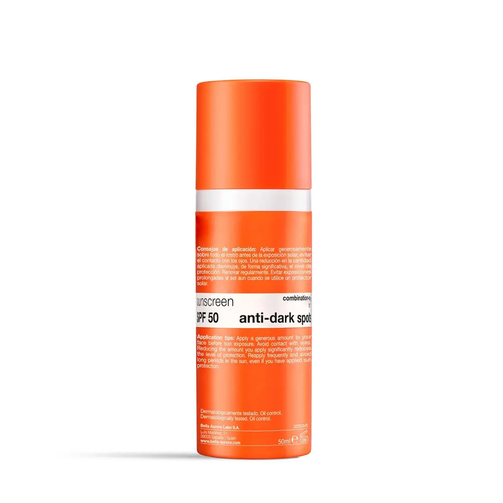 Bella Aurora Anti-Manchas aurinkovoide SPF50. Sekaiho–rasvainen iho, 50 ml
