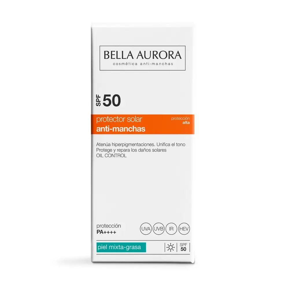 Bella Aurora Anti-Manchas aurinkovoide SPF50. Sekaiho–rasvainen iho, 50 ml