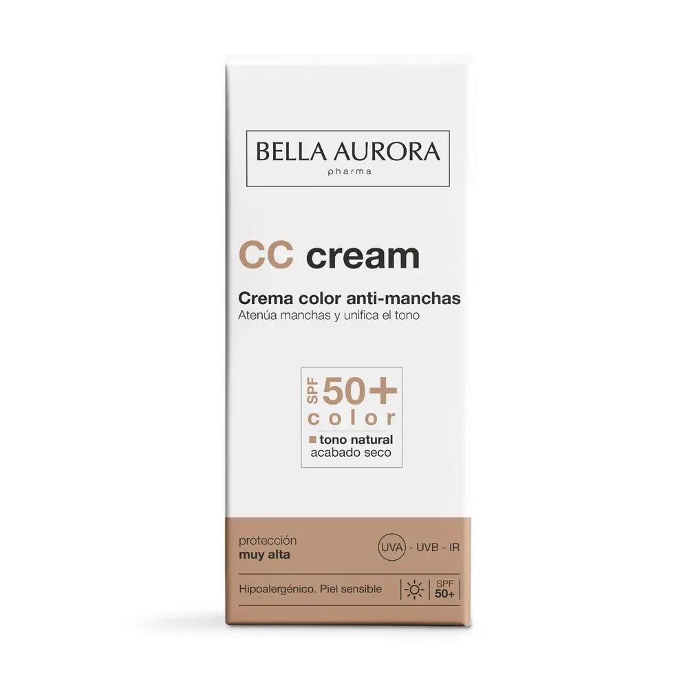 Bella Aurora CC Protect Solar -värillinen auringonsuojavoide, joka ehkäisee pigmenttiläiskiä, SPF 50+, 30 ml