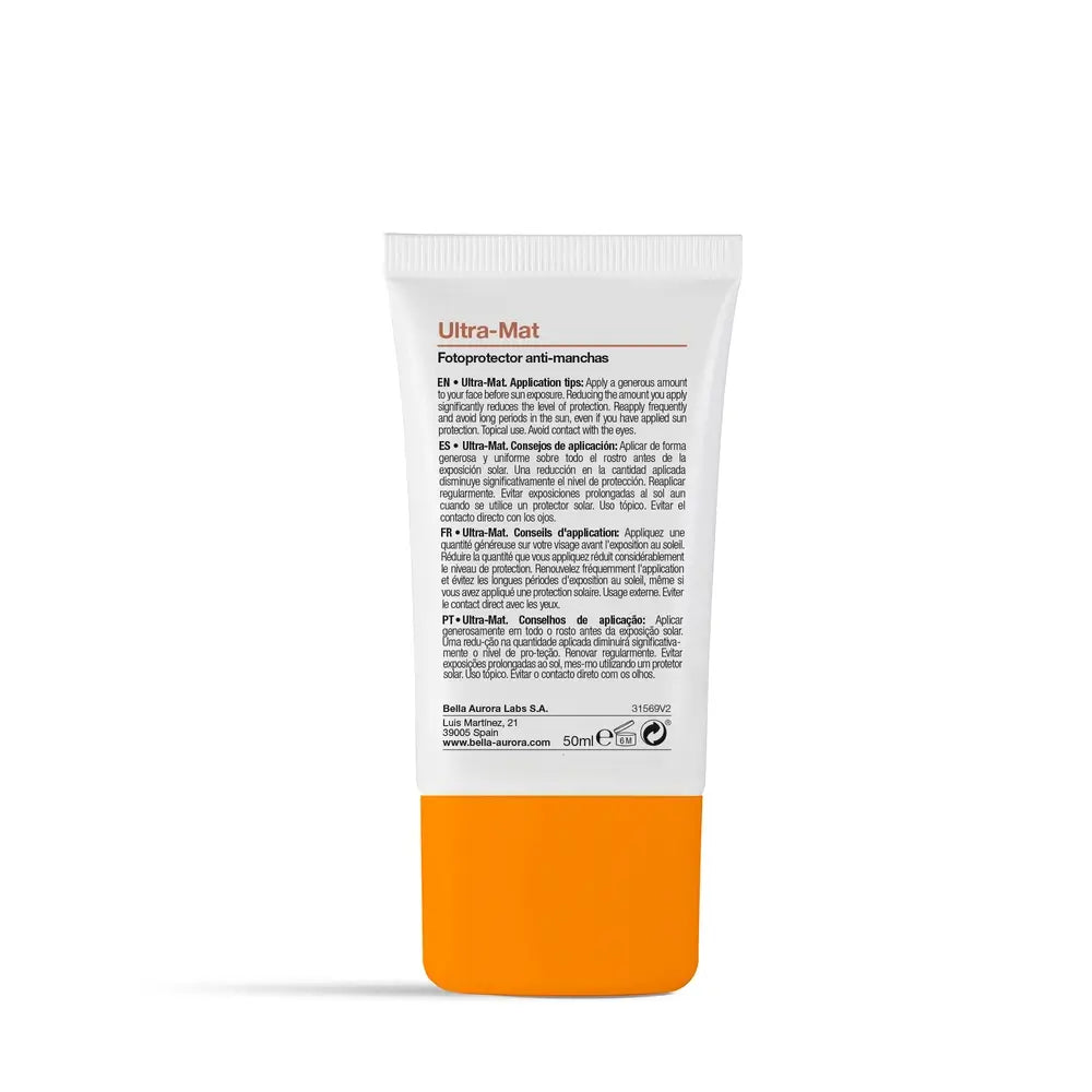 Bella Aurora  Auringonsuojavoide, joka ehkäisee pigmenttimuutoksia, Ultra-Mat, 50 ml.