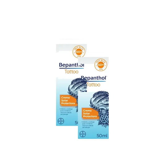 Bepanthol Tattoo aurinkovoide SPF50, 2 x 50 ml:n pakkaus