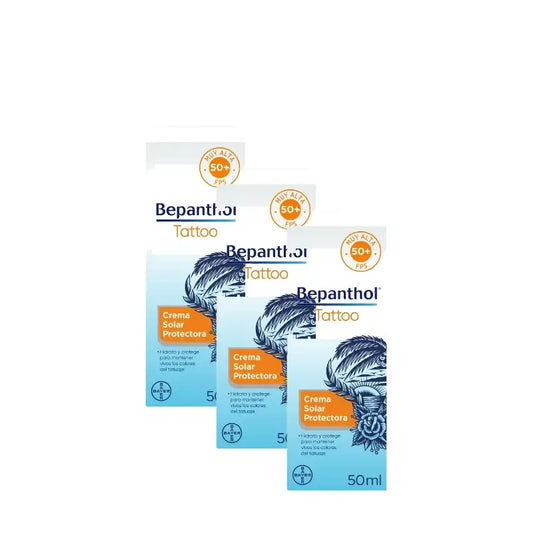 Bepanthol Tattoo aurinkovoide SPF50, 3 x 50 ml:n pakkaus