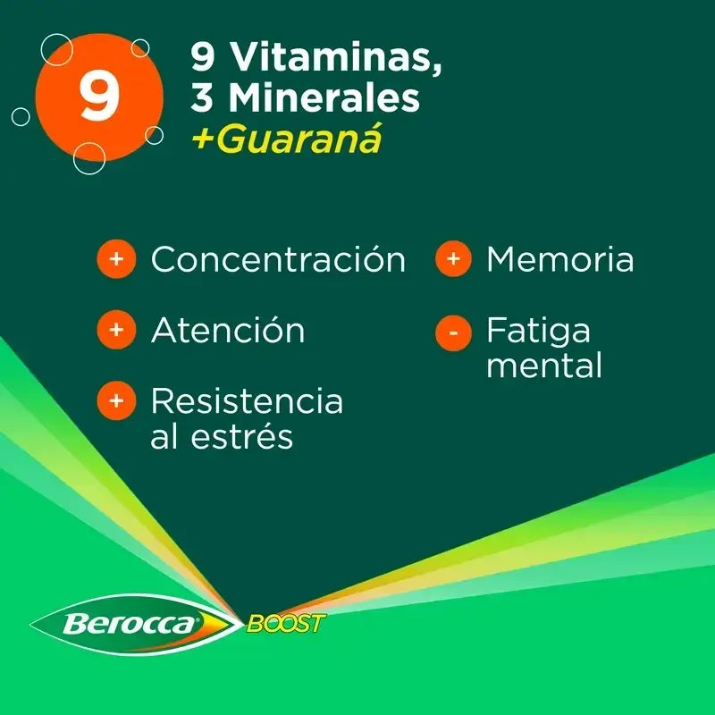 Berocca Boost Magnesium, vitamiinit ja kivennäisaineet guaranalla, 2 x 30 poreilevaa tablettia