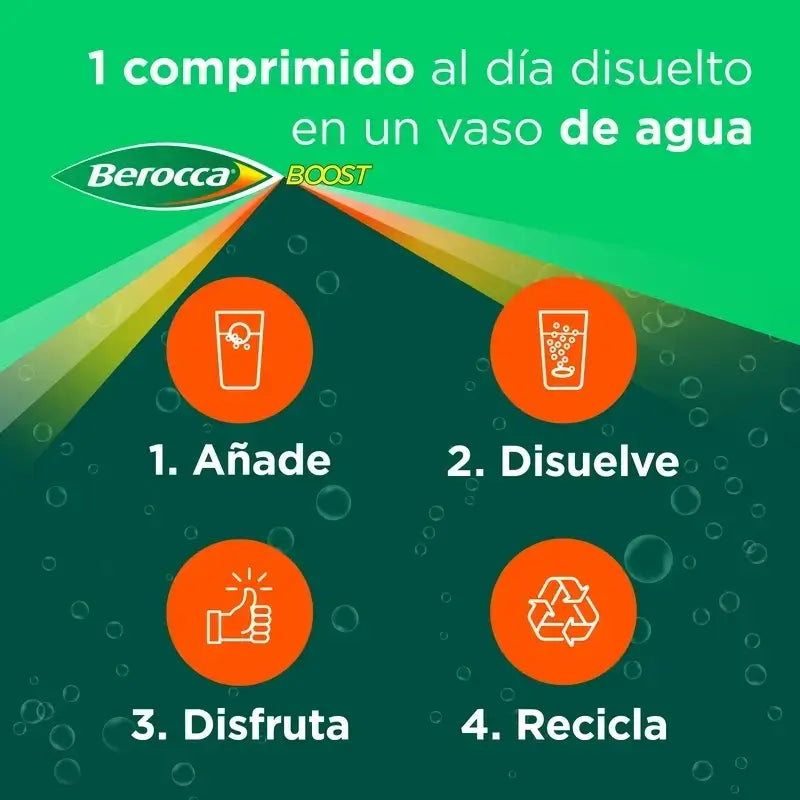 Berocca Boost Magnesium, vitamiinit ja kivennäisaineet guaranalla, 2 x 30 poreilevaa tablettia