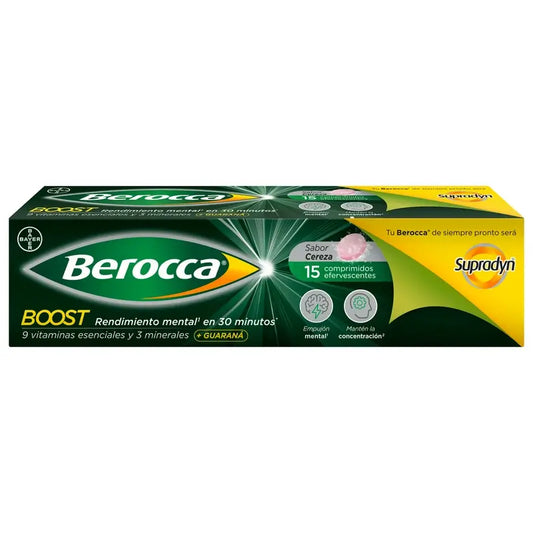 Berocca Boost Magnesium, Vitamins and Minerals with Guarana, 15 Effervescent Tablets