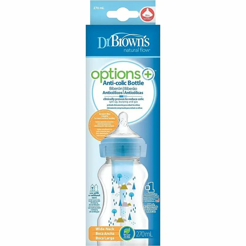 Bosque-sarjan sininen leveäsuinen PP Options+ -tuttipullo, 270 ml