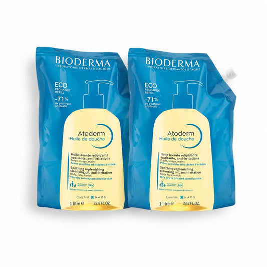 Bioderma Atoderm suihkuöljy Eco-Refill, 1 l, 2 kpl:n pakkaus