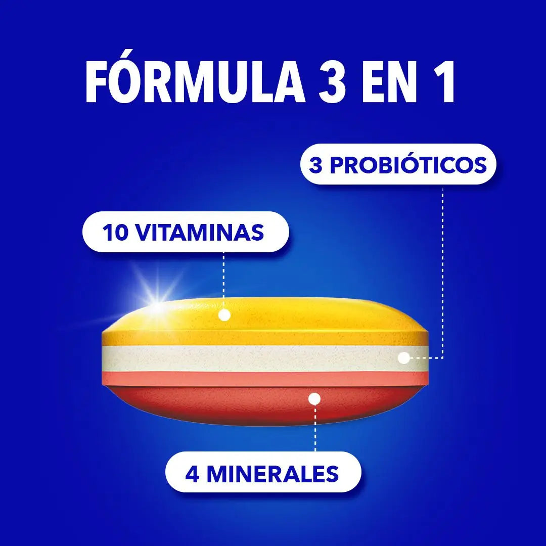 Bion3 Energy -monivitamiinitabletit, joissa on probiootteja, B12- ja C-vitamiinia sekä magnesiumia, 30 tablettia