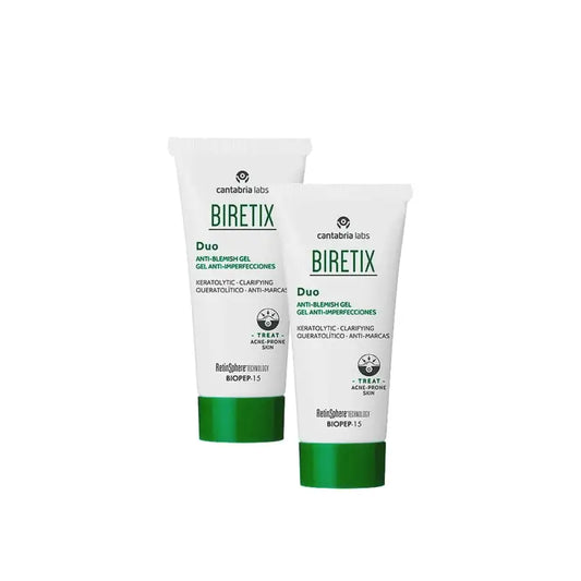 BIRETIX Duo -geeli ihon epäpuhtauksien hoitoon, 2 x 30 ml:n pakkaus