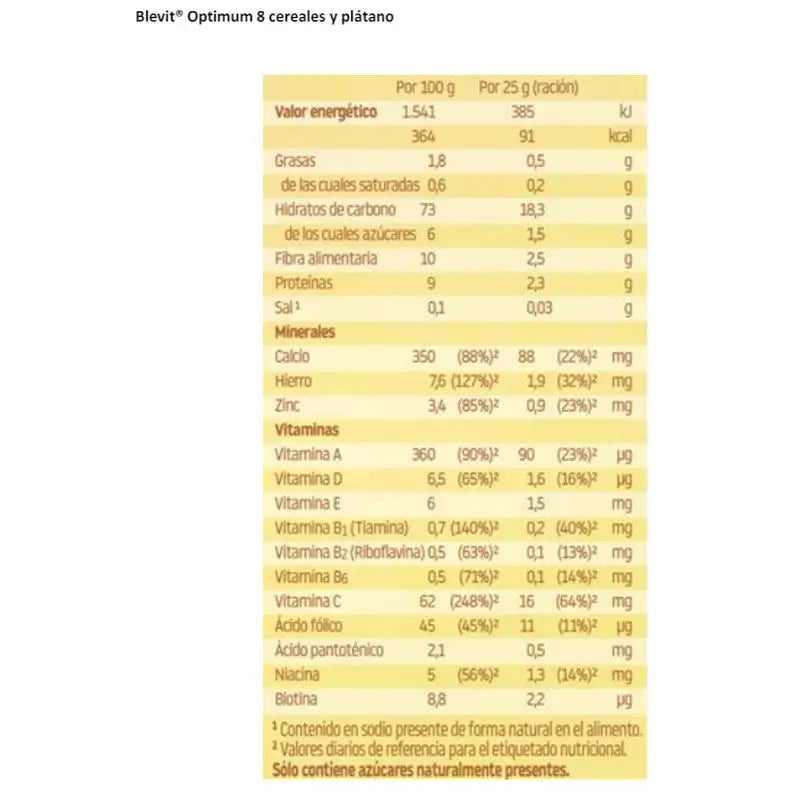 Blevit Optimum -vauvanruoka, 8 viljalajia + banaani, 250 g