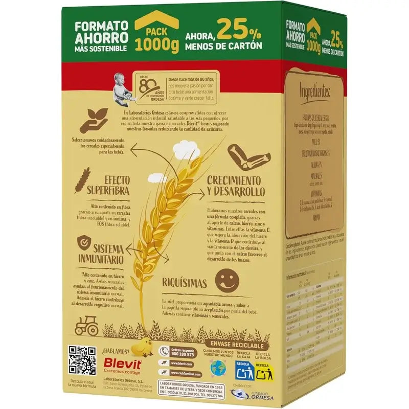 Blevit Vauvanruoka Superfibra 8 viljalajia ja hunajaa, 1000 gr