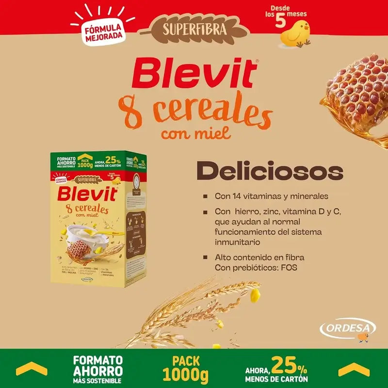 Blevit Vauvanruoka Superfibra 8 viljalajia ja hunajaa, 1000 gr
