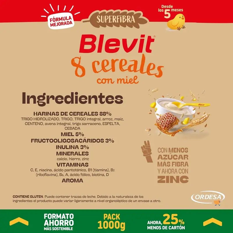Blevit Vauvanruoka Superfibra 8 viljalajia ja hunajaa, 1000 gr