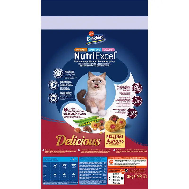 Brekkies Excel Feline Adult Delicious Aves, 3 kg, kissanruoka