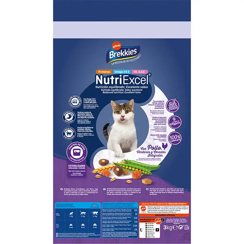 Brekkies Excel Feline Adult Sterilized, 3 kg, kissanruoka