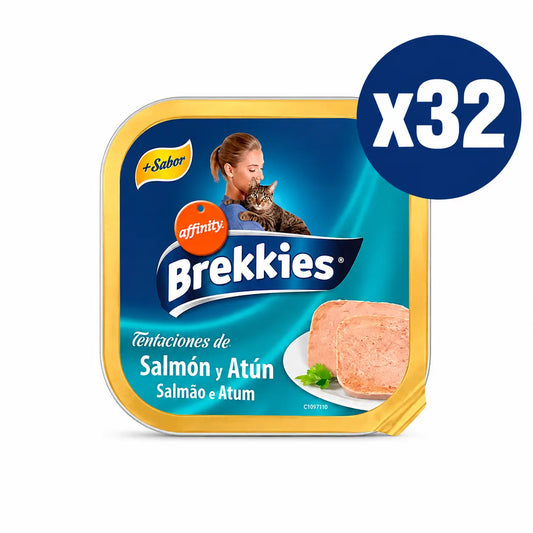 Brekkies-kissaruoka, lohi ja tonnikala, 100 g, 32 kpl:n pakkaus