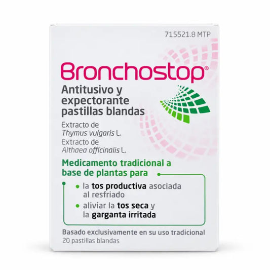 Bronchostop – yskänlääke ja yskänliuotin, 20 pehmeää tablettia