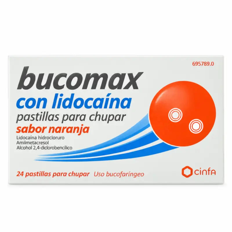 Bucomax Lidokaiini, appelsiininmakuinen, 24 imutablettia