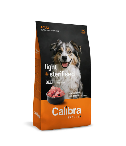 Calibra Dog Expert+ Adult Light & Sterilised -naudanliharehu 12 kg