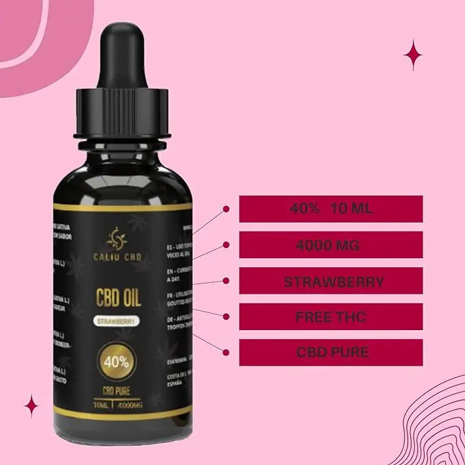 Caliu Puhdas CBD-öljy 40 % 4000 mg CBD:tä, mansikka, 0 % THC, 10 ml
