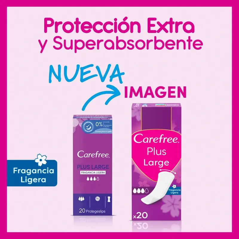 Carefree Plus Large, kevyt tuoksu, 20 kpl