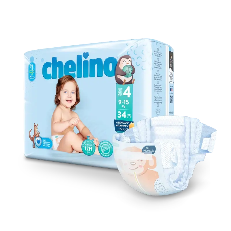 Chelino-vaippa, koko 4 (9–15 kg), 34 kpl