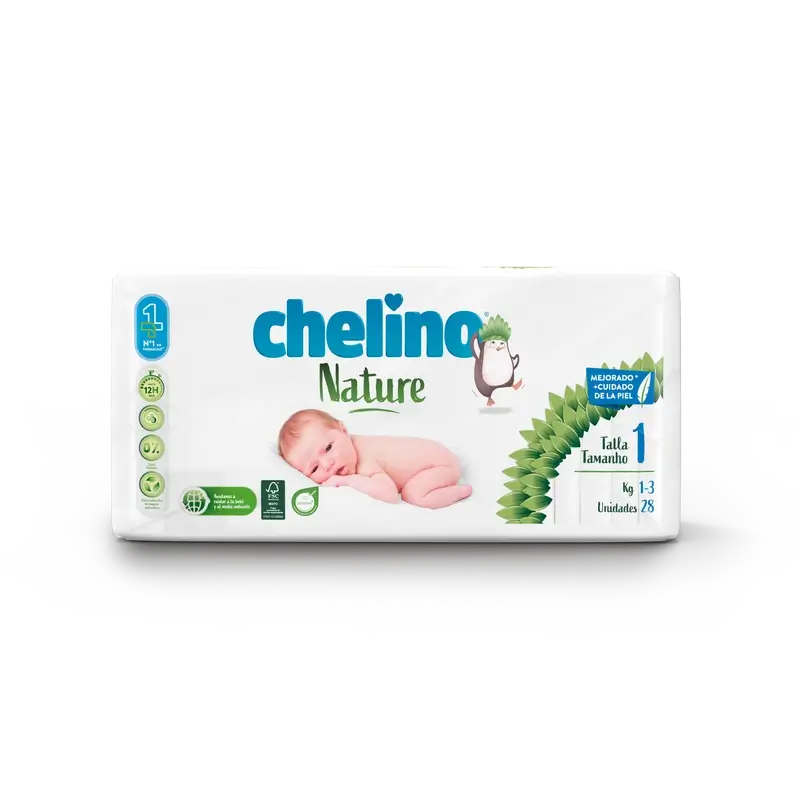 Chelino Nature Nappy Size 1 (1-3 Kg) , 28 units
