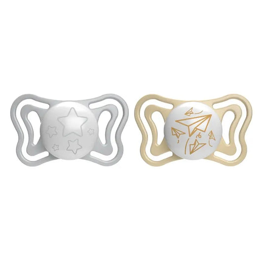 Chicco Physio Light -valoa heijastava silikonitutti, 6–16 kuukautta, 2 kpl 