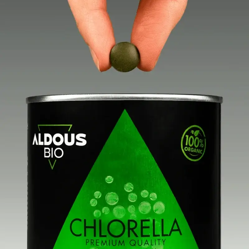 Aldousin luomulaatuinen premium-klorella ja spirulina, 600 kappaletta