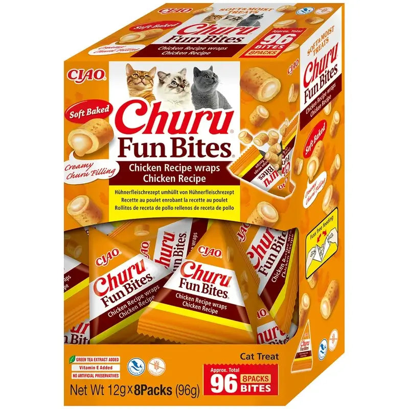 Churu Fun Bites Cat Snacks – Chicken Flavour, 8 x 12 g
