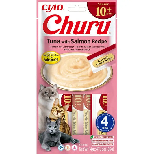 Churu Senior Creamy Cat Snack – Tuna and Salmon Recipe, 12 x 56 g