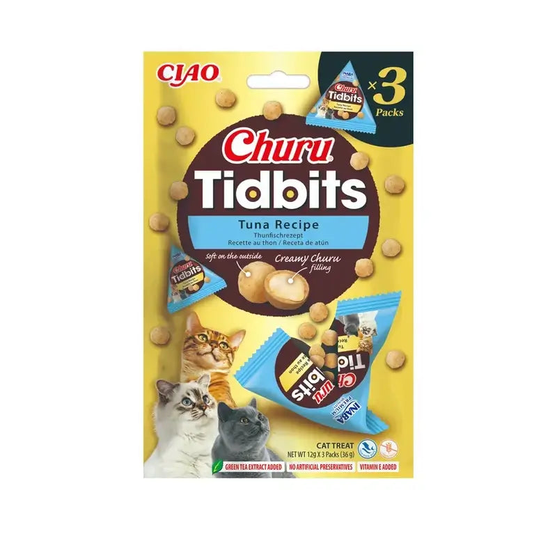 Churu Tidbites Cat Snacks – Tuna Flavour, 6 x 36 g