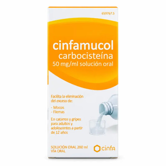 Cinfamucol Karbocisteiini 50 mg/ml suun kautta otettava liuos 200 ml