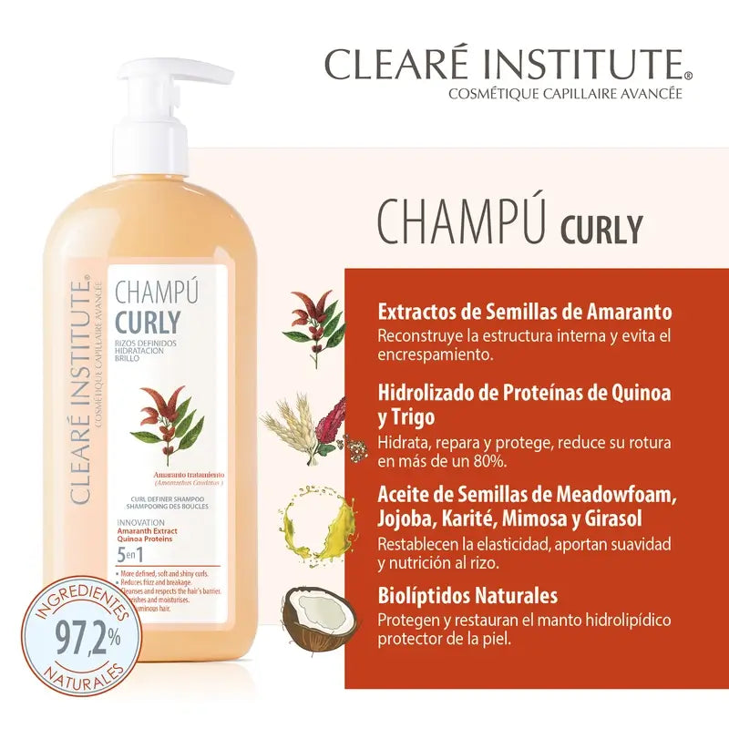 Clearé Institute -shampoo, Curly-menetelmä, kihara hiukset, 400 ml 