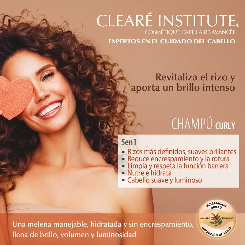 Clearé Institute -shampoo, Curly-menetelmä, kihara hiukset, 400 ml 