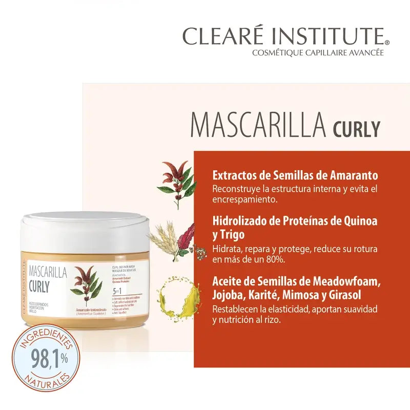 Clearé Institute Curly-menetelmän naamio kiharaisille hiuksille 300 ml 
