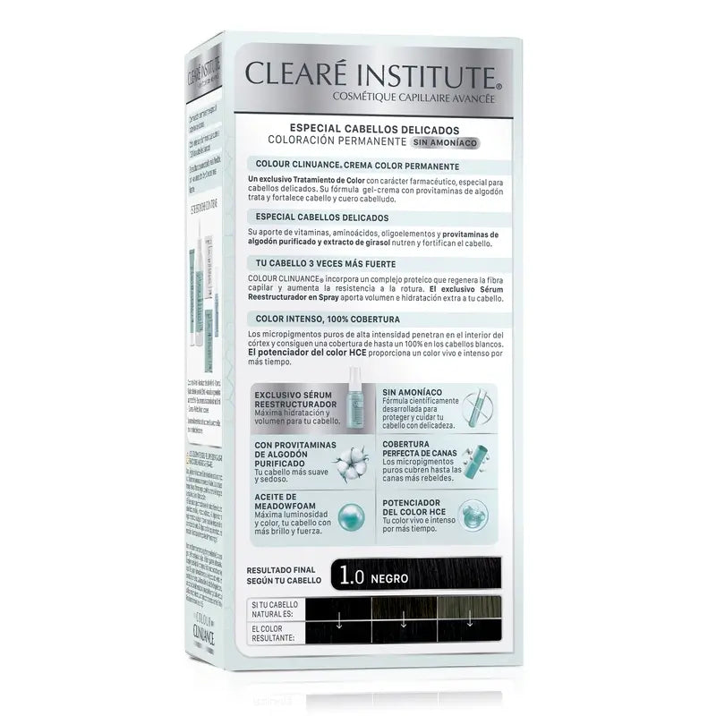Clearé Institute Colour Clinuance Pysyvä hiusväri, ammoniakiton 1.0 Musta