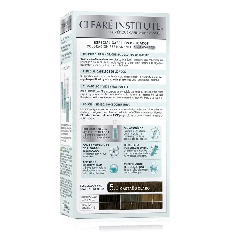 Clearé Institute Colour Clinuance Pysyvä hiusväri, ammoniakiton hiusväri 5.0 Vaalea ruskea