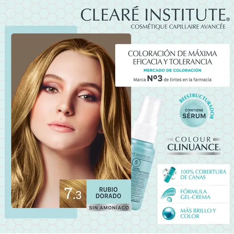 Clearé Institute Colour Clinuance pysyvä hiusväri, ammoniakiton, 7.3 kultainen vaalea