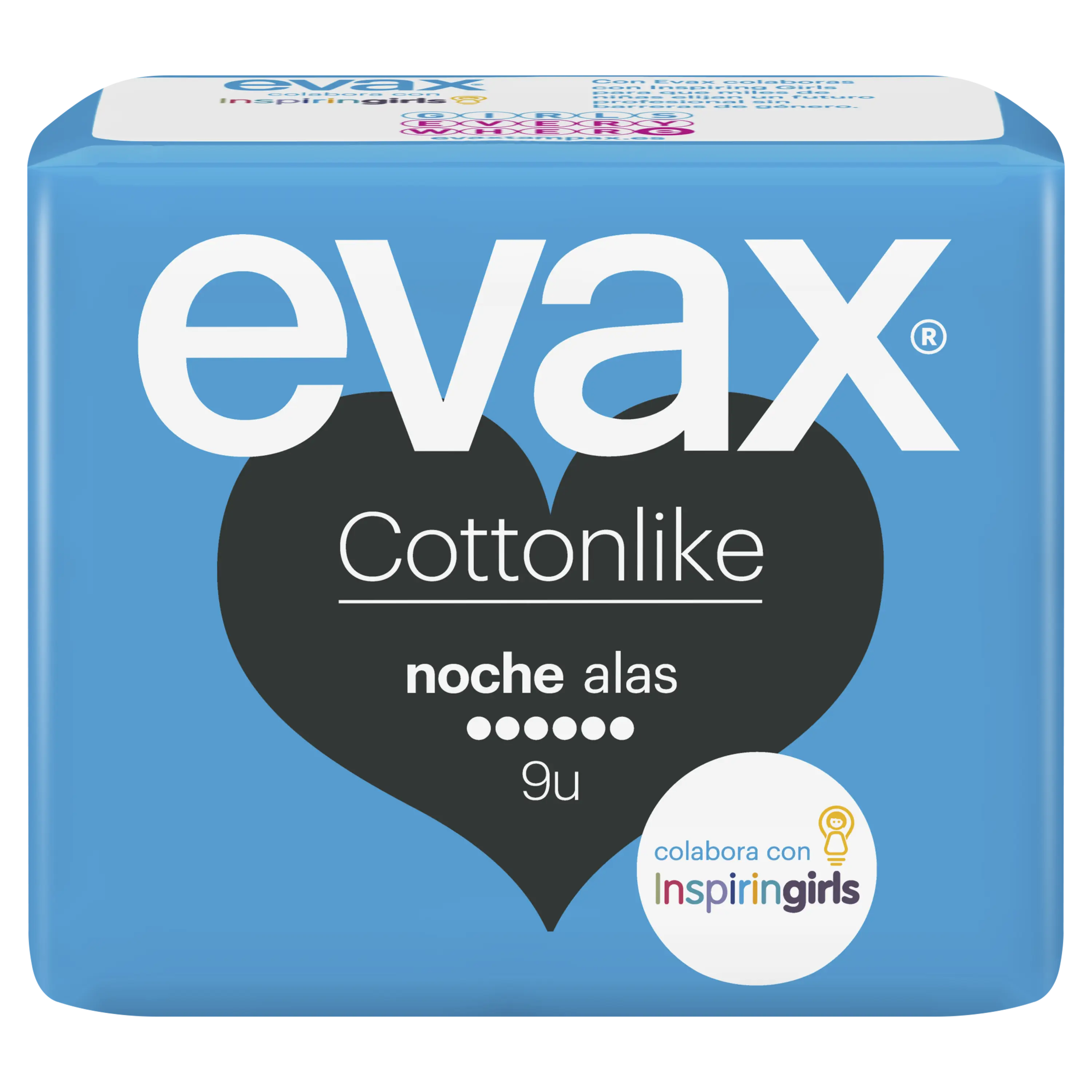 Evax Cottonlike Yö-siteet, siipillä, 9 kpl
